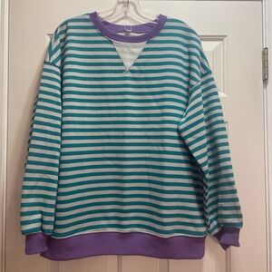 Striped Teal and Purple Arabess Top Free People Vibes NWT
